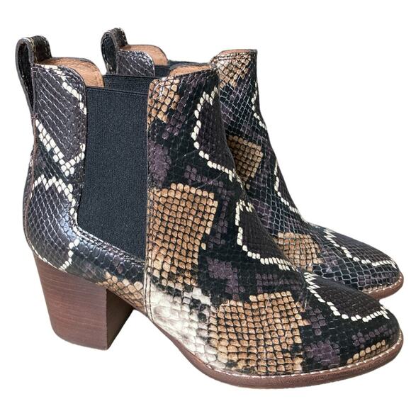 Madewell The Regan Ankle Boot size 5 NEW Snake Embossed Leather Block Heel - Picture 10 of 10